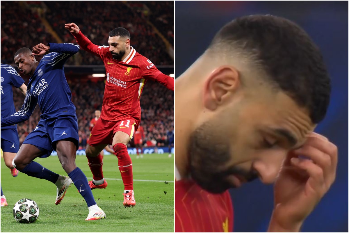 Mohamed Salah in action during Liverpool's defeat to PSG