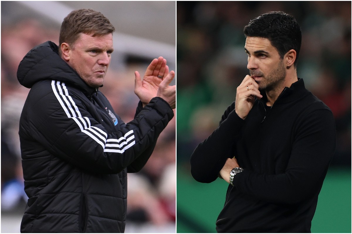 Newcastle manager Eddie Howe and Arsenal's Mikel Arteta