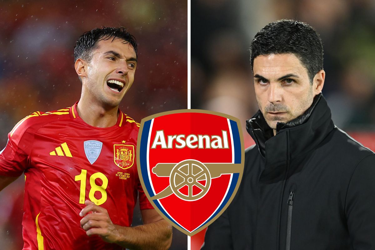 Martin Zubimendi and Mikel Arteta (Photo by Fran Santiago/Getty Images)