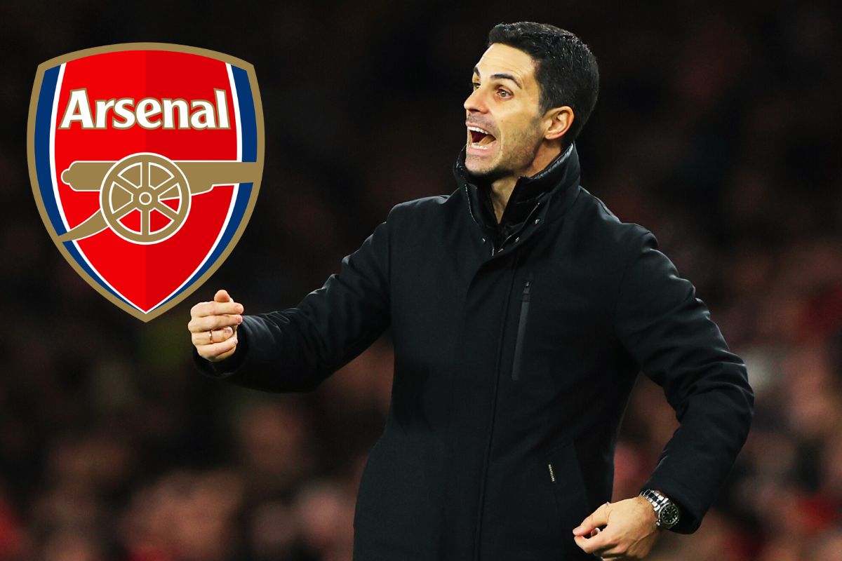 Mikel Arteta reacts on the touchline - with the Arsenal badge attached