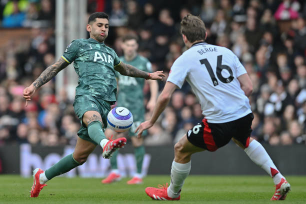 Cristian Romero in the action for Tottenham