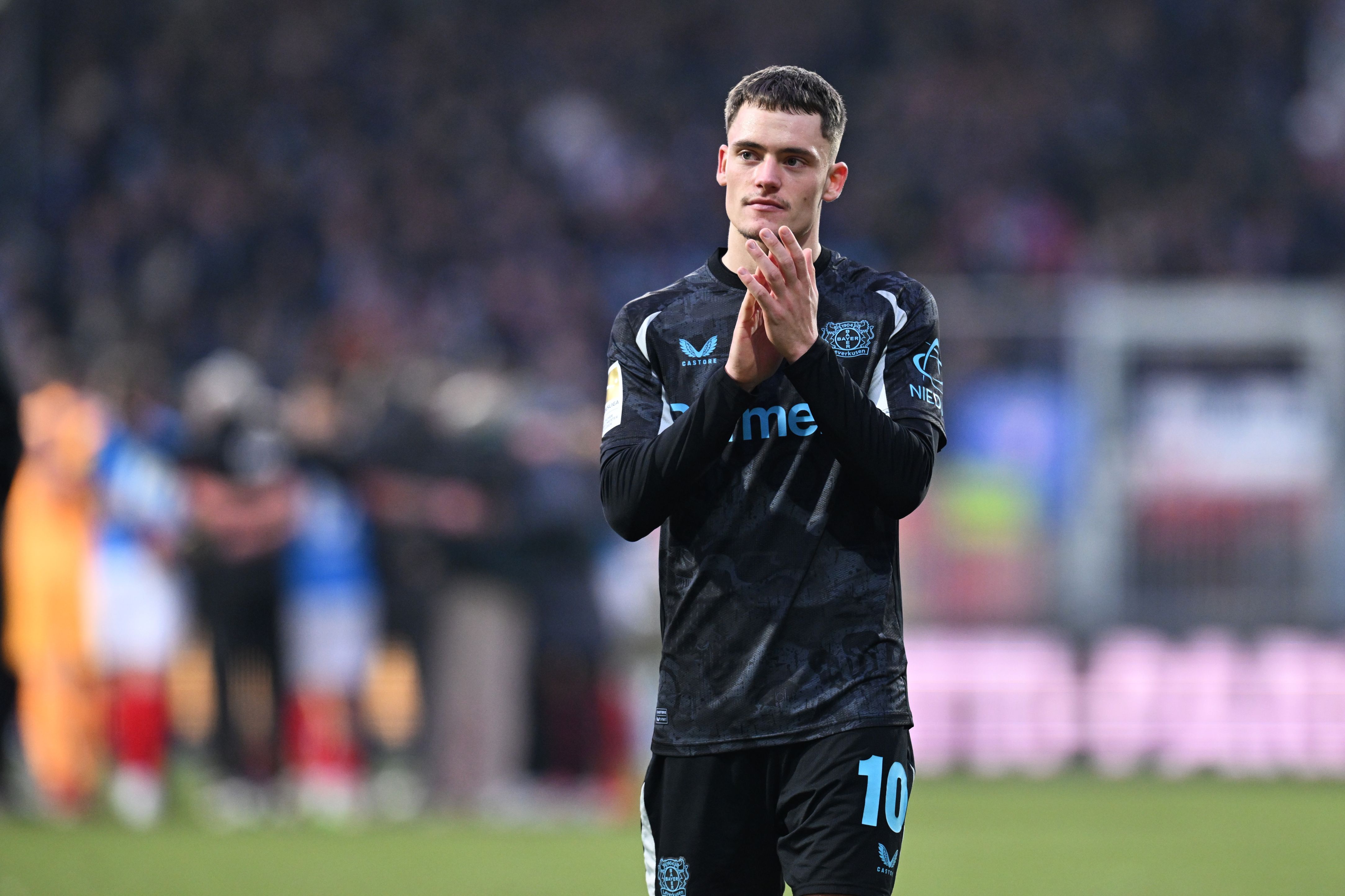 Florian Wirtz of Bayer 04 Leverkusen reacts after the Bundesliga match against Holstein Kiel