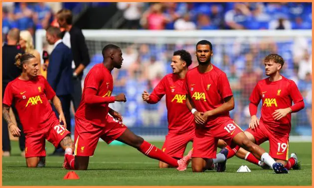 Liverpool players warming up