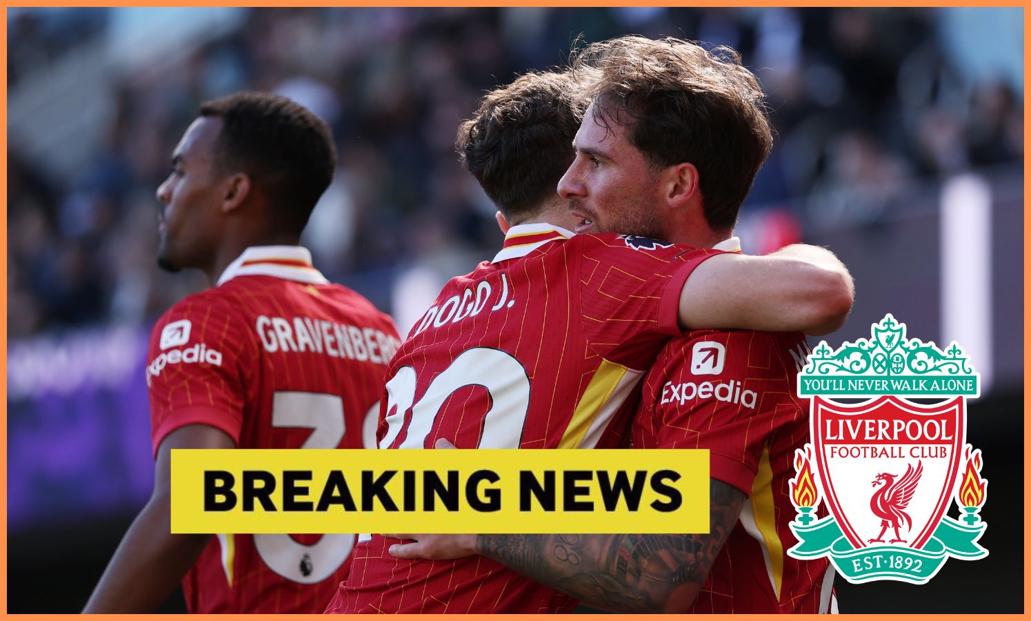 Diogo Jota celebrates with his teammates in Liverpool