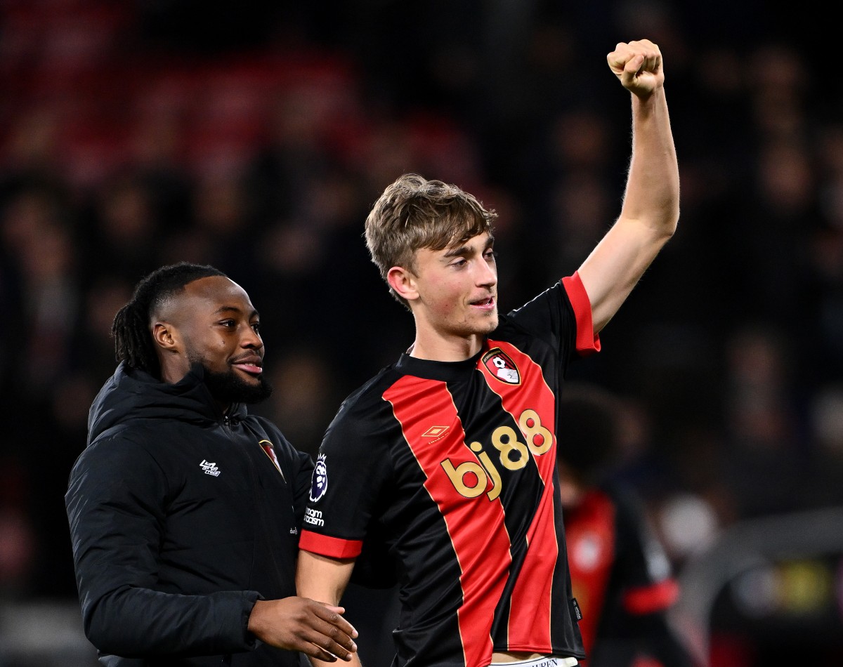 Dean Huijsen celebrates for Bournemouth