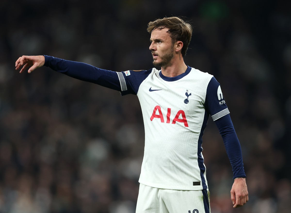 James Maddison in action for Tottenham against Eintracht Frankfurt
