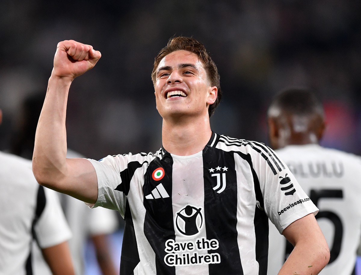 Kenan Yildiz celebrates the score for Juventus