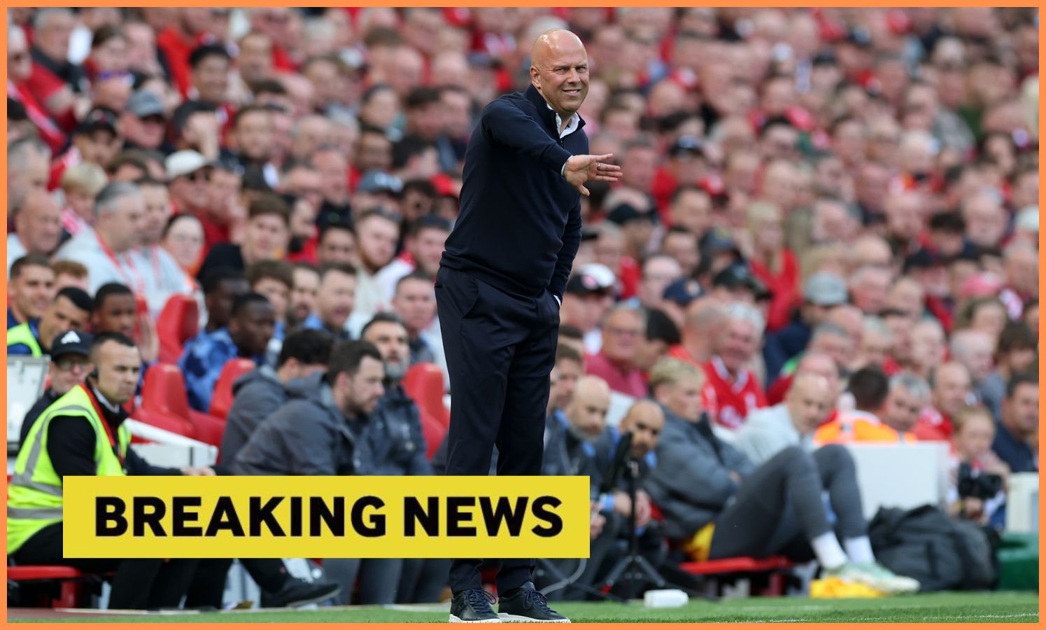 Arne Slot on the touchline for Liverpool