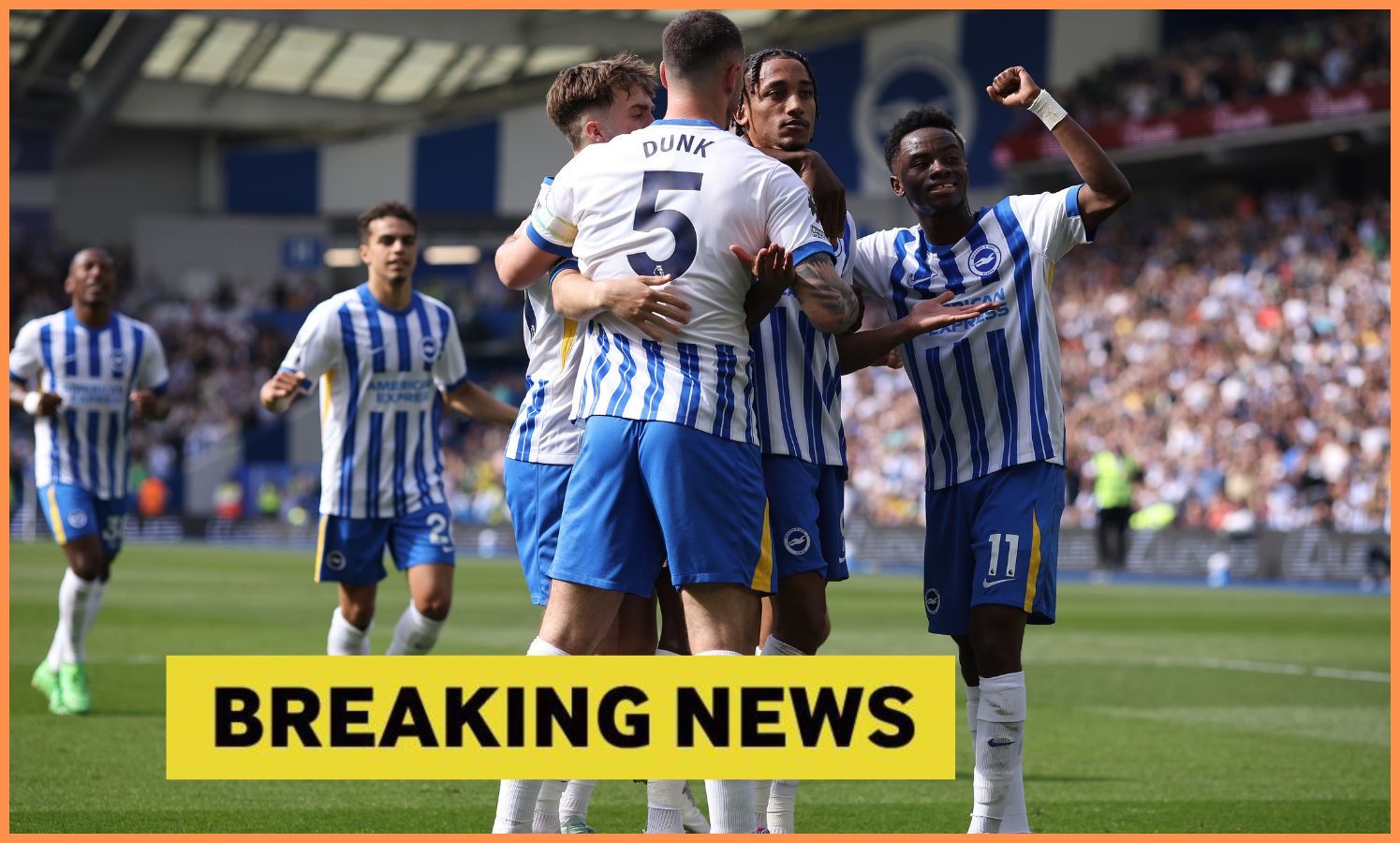 Joao Pedro celebrates with his Brighton teammates