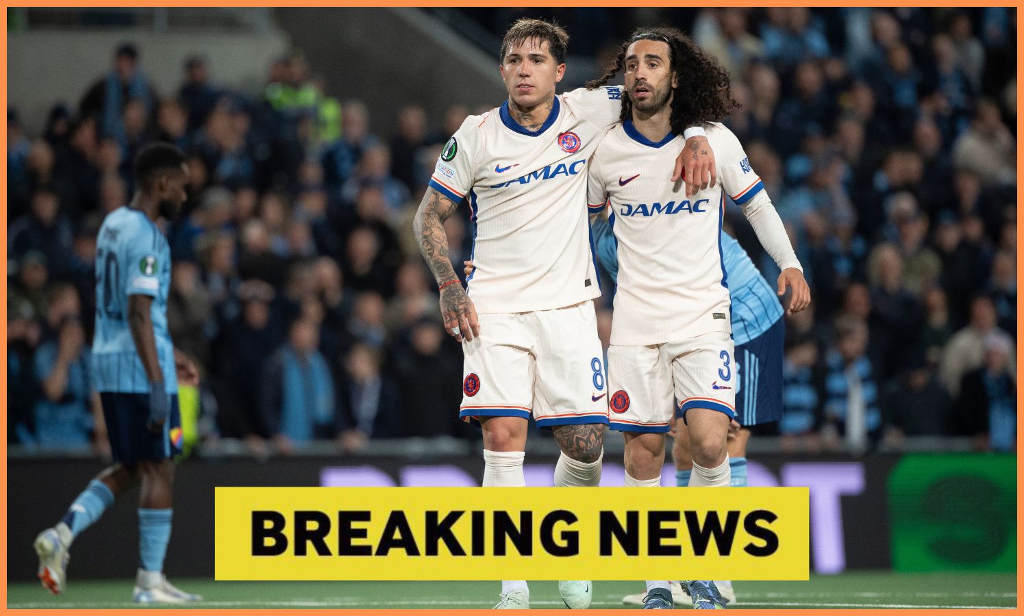 Enzo Fernandez and Marc Cucurella of Chelsea