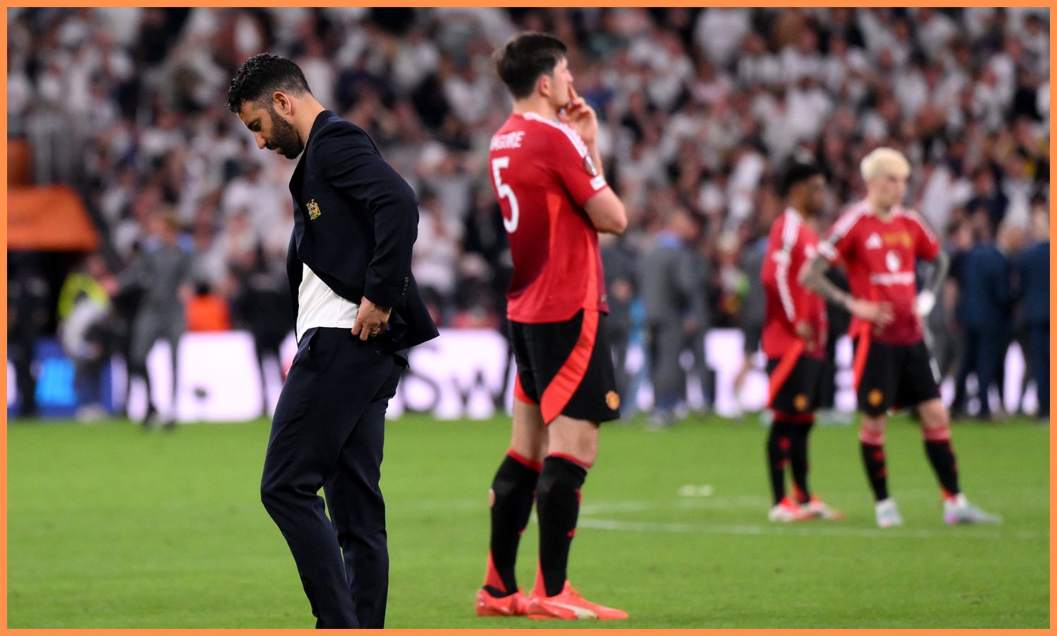 Ruben Amorim and Harry Maguire after the European Final in Europe