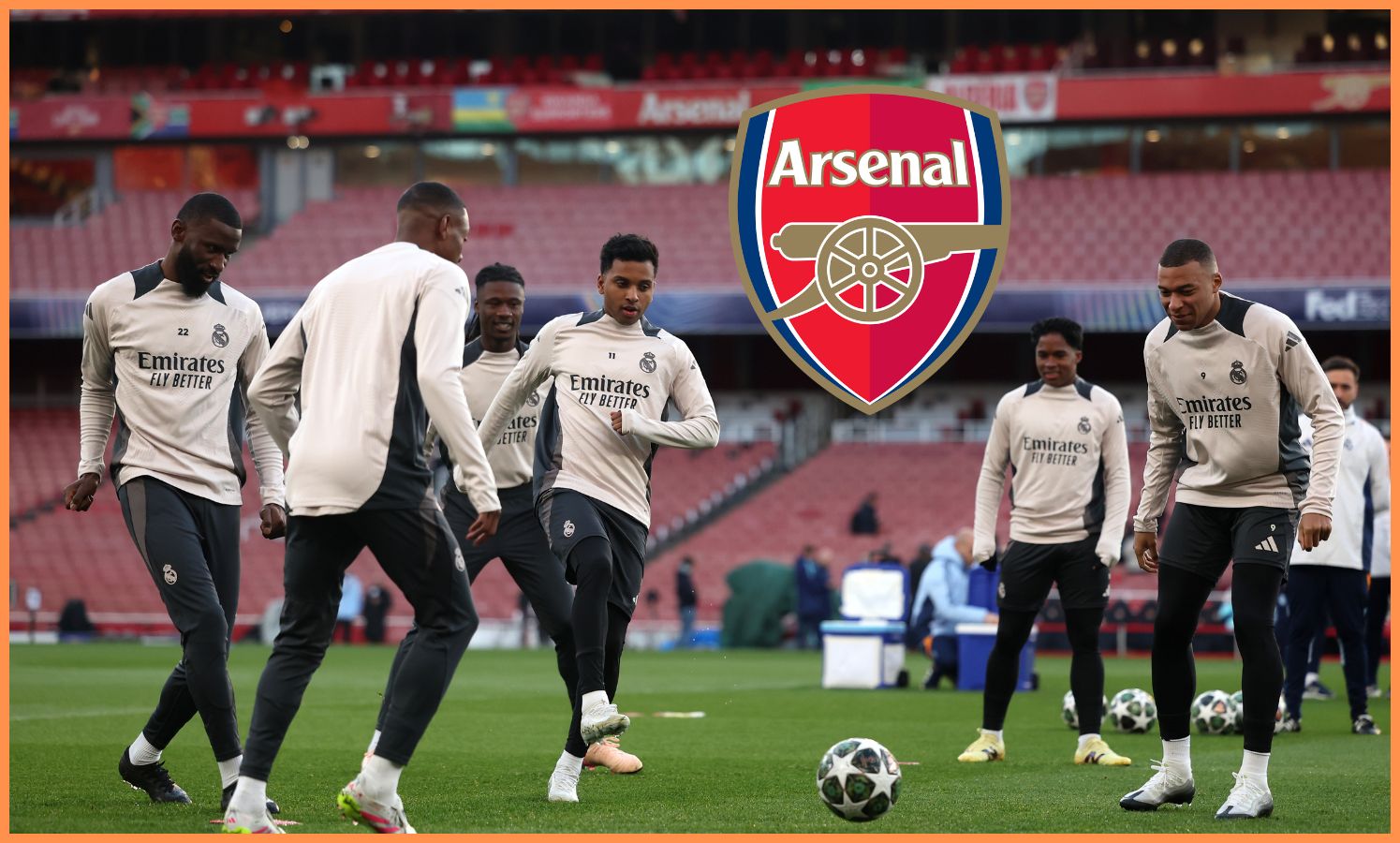 Rodrygo warms up with his teammates in Real Madrid