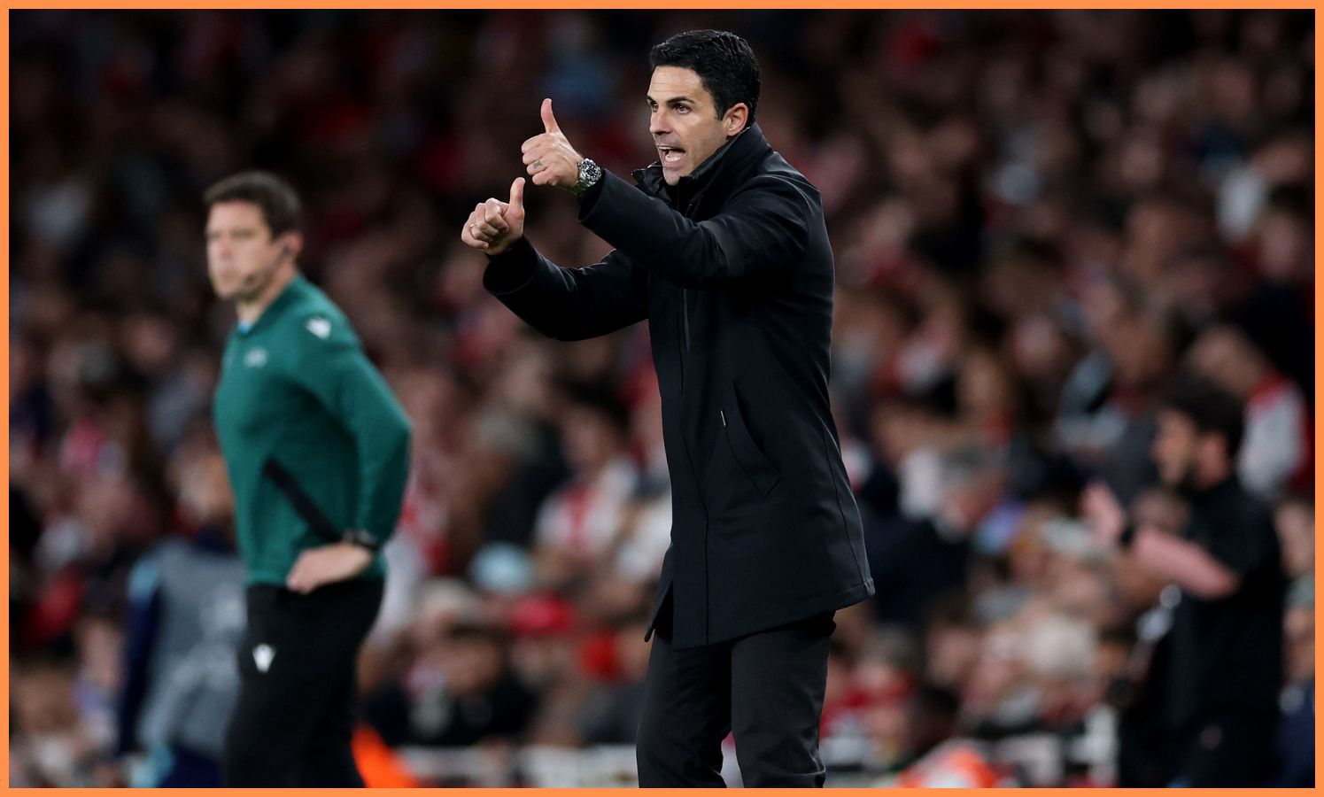 Mikel Arteta during Arsenal vs PSG