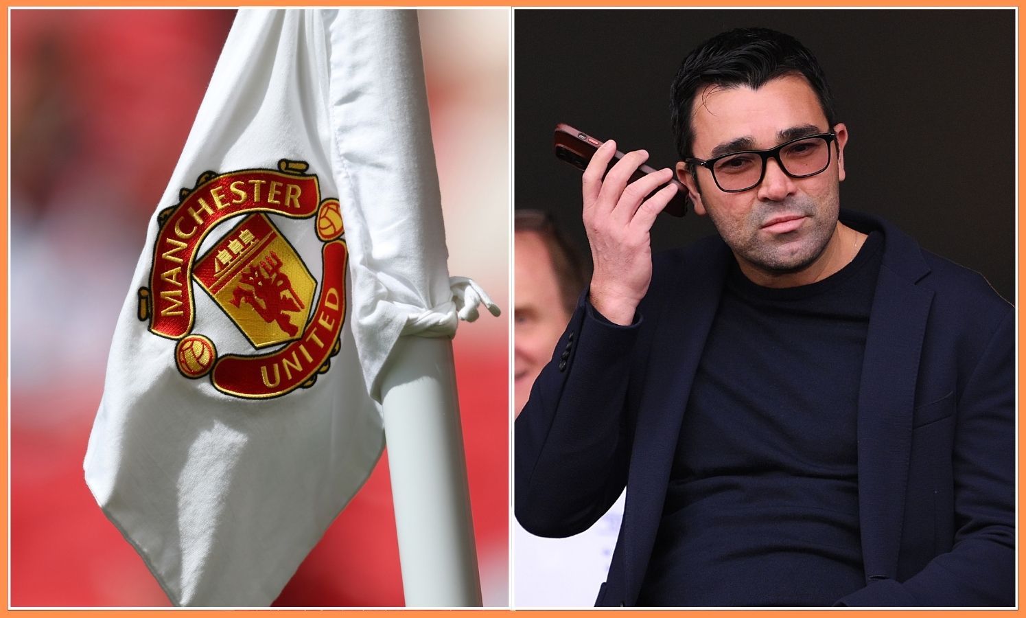 Manchester United corner flag and Barcelona director Deco on the phone