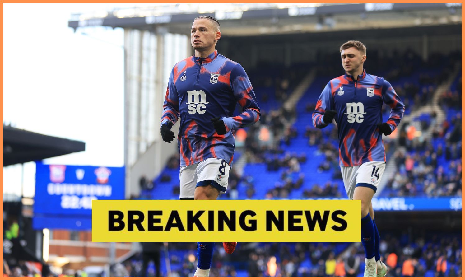 Kalvin Phillips in the pre-match warm-up with Ipswich Town