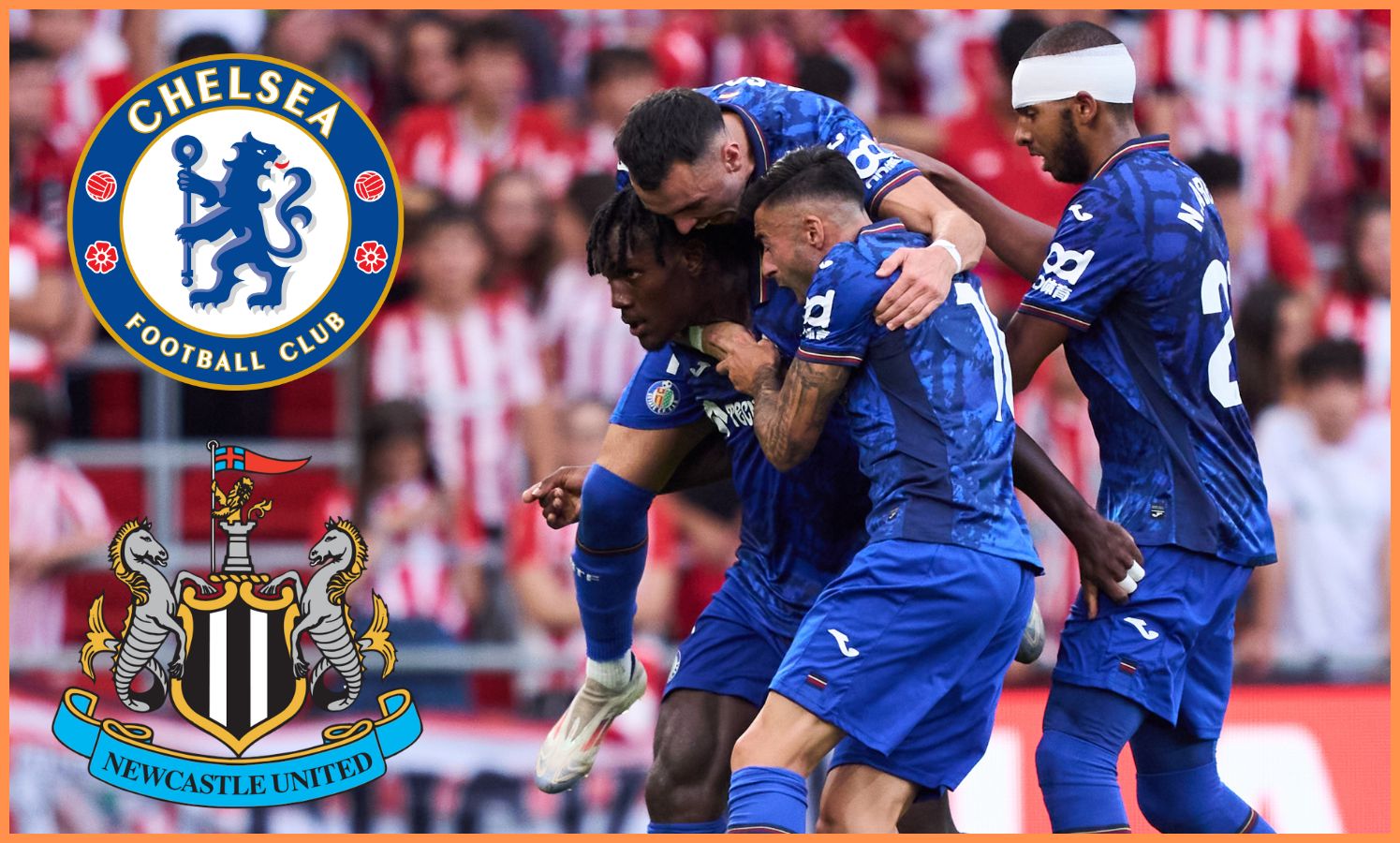 Christantus Uche celebrates with his Getafe teammates