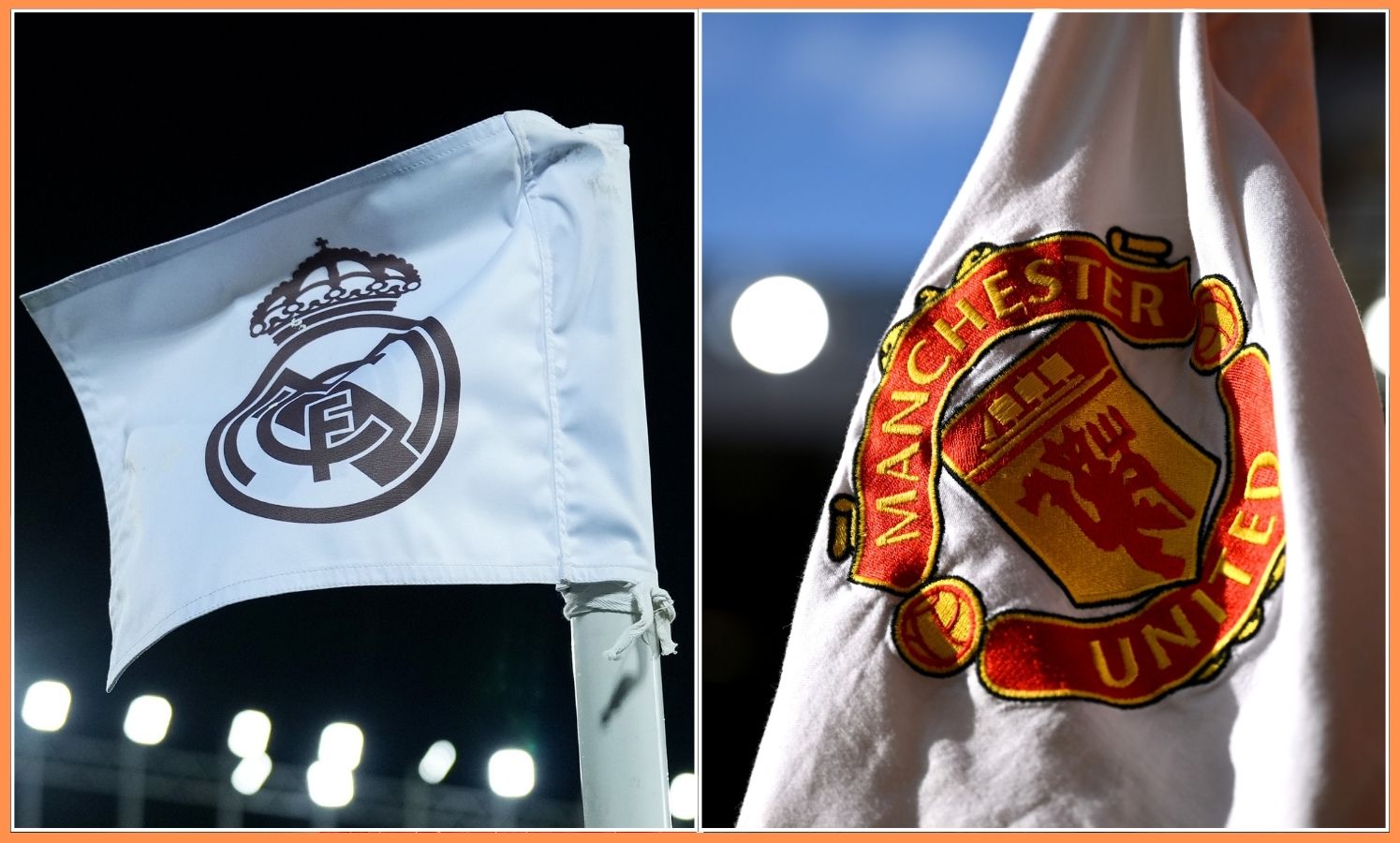 Real Madrid and Manchester United flags