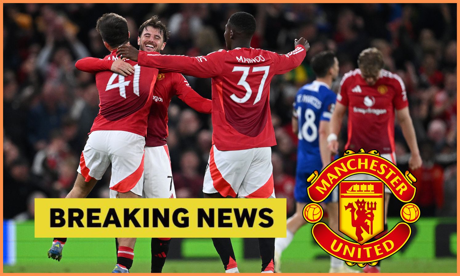 Kobbie Mainoo celebrates with his Manchester United teammates