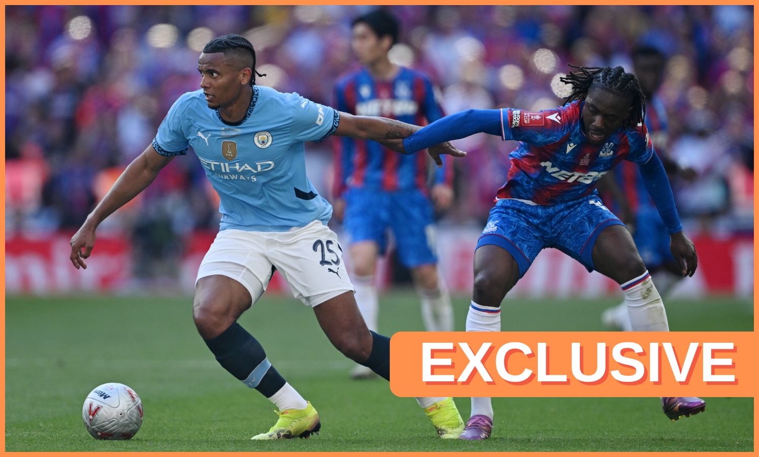EBERECHI EZE IN ACTION AGAINST Manchester City in the Cup final FA