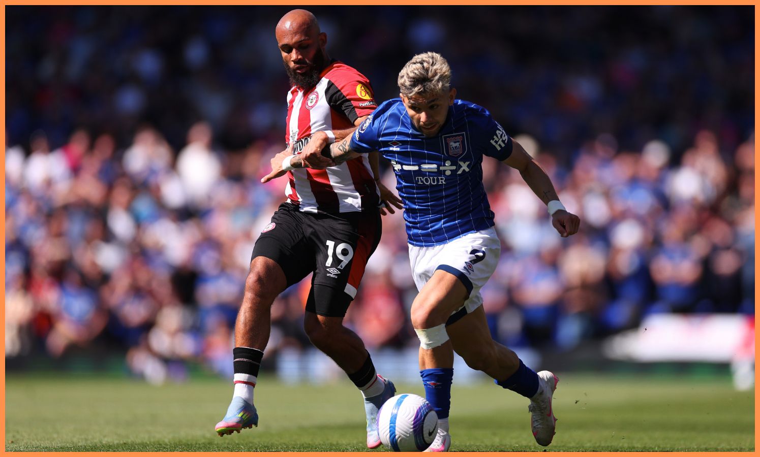 Bryan Mbeumo from Brentford in action
