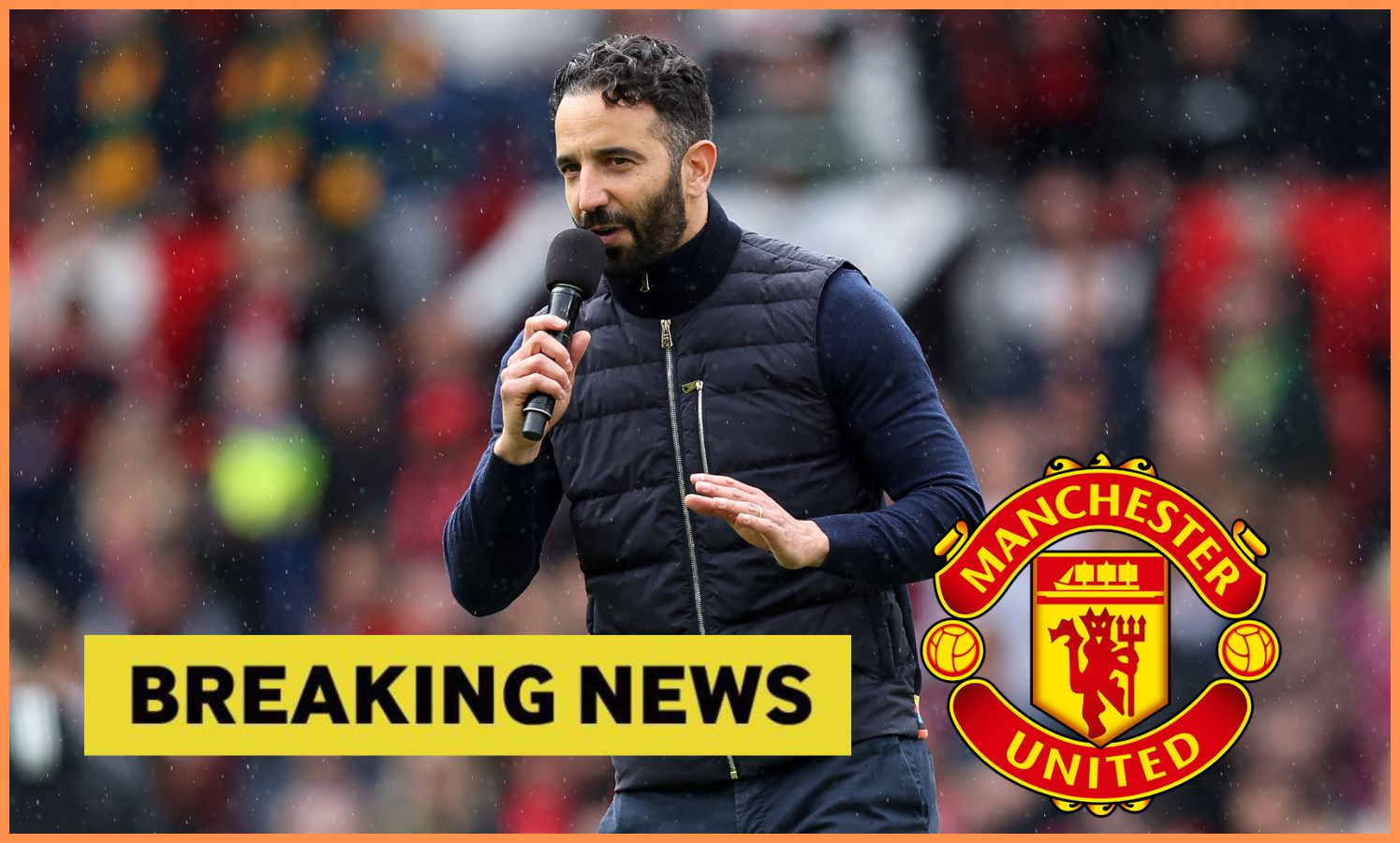 Ruben Amorim, who talked to Manchester United fans in the old Trafford