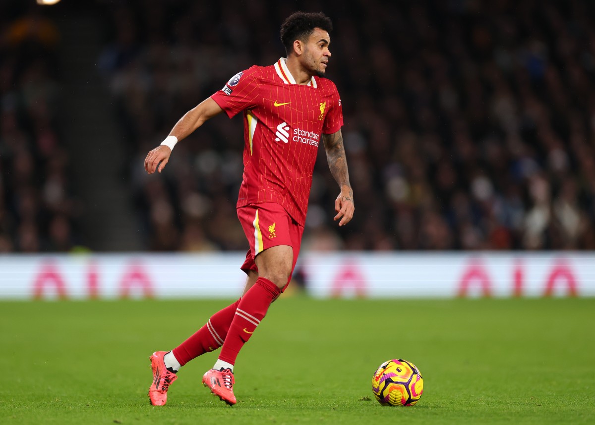 Luis Díaz v akcii pre Liverpool proti Tottenhamu