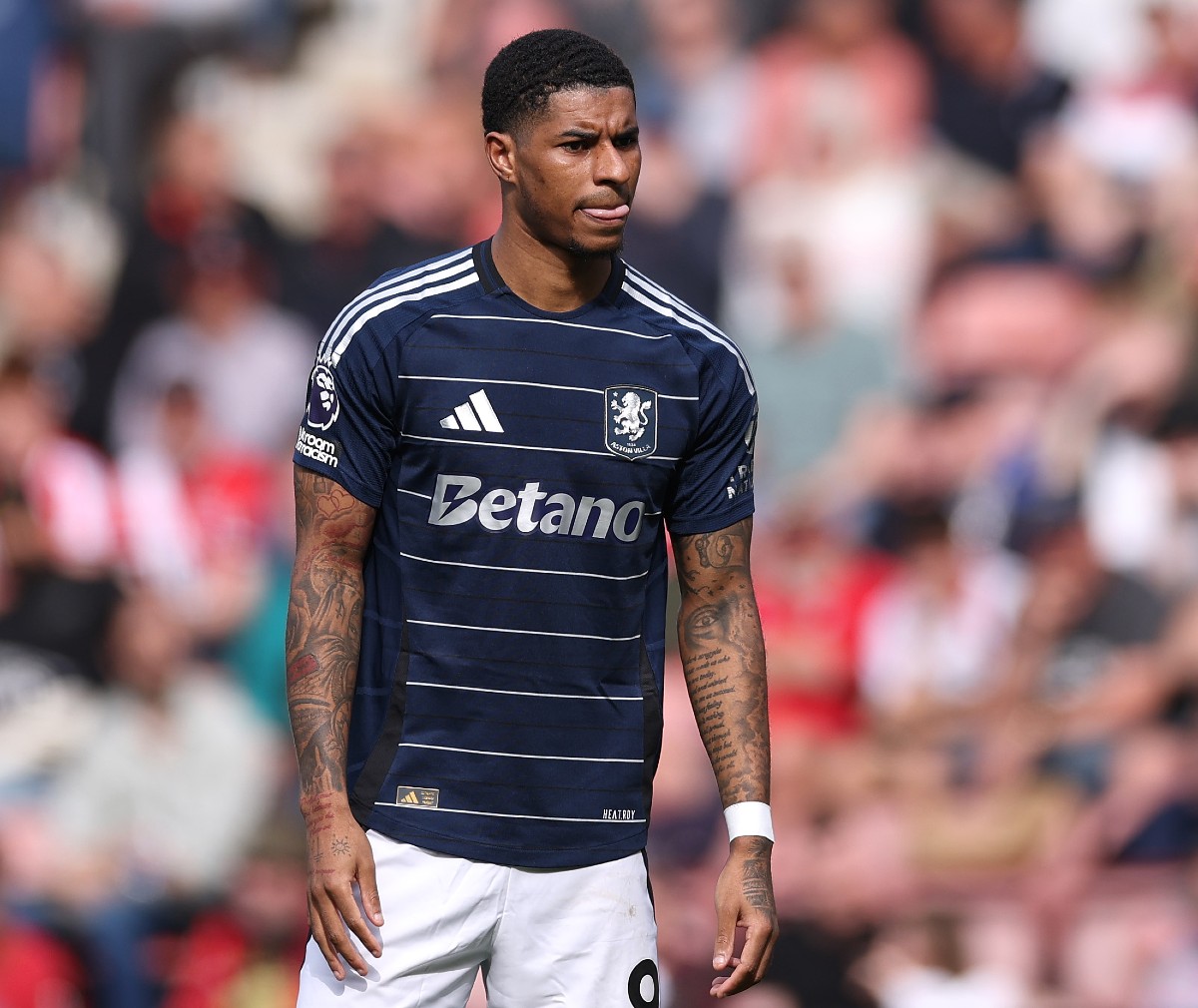 Marcus Rashford at work for Aston Villa against Southampton