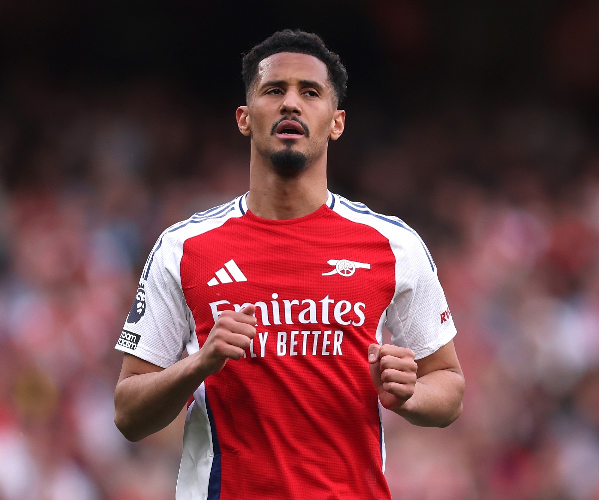 William Saliba in action for Arsenal vs Brentford