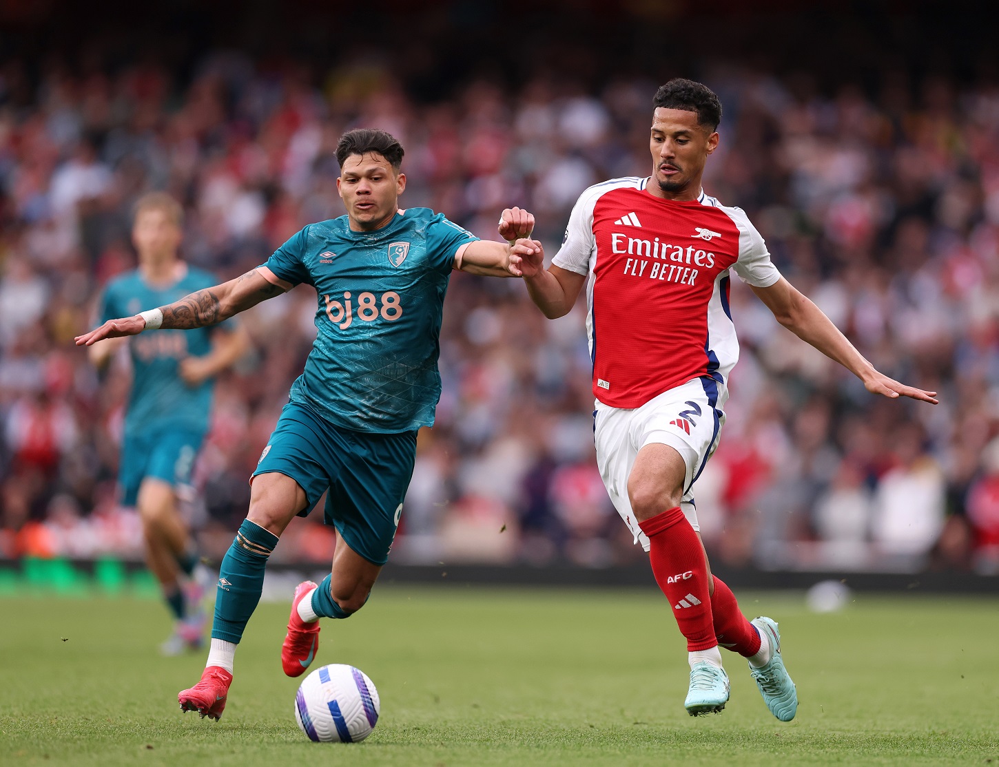 William Saliba in action for Arsenal 