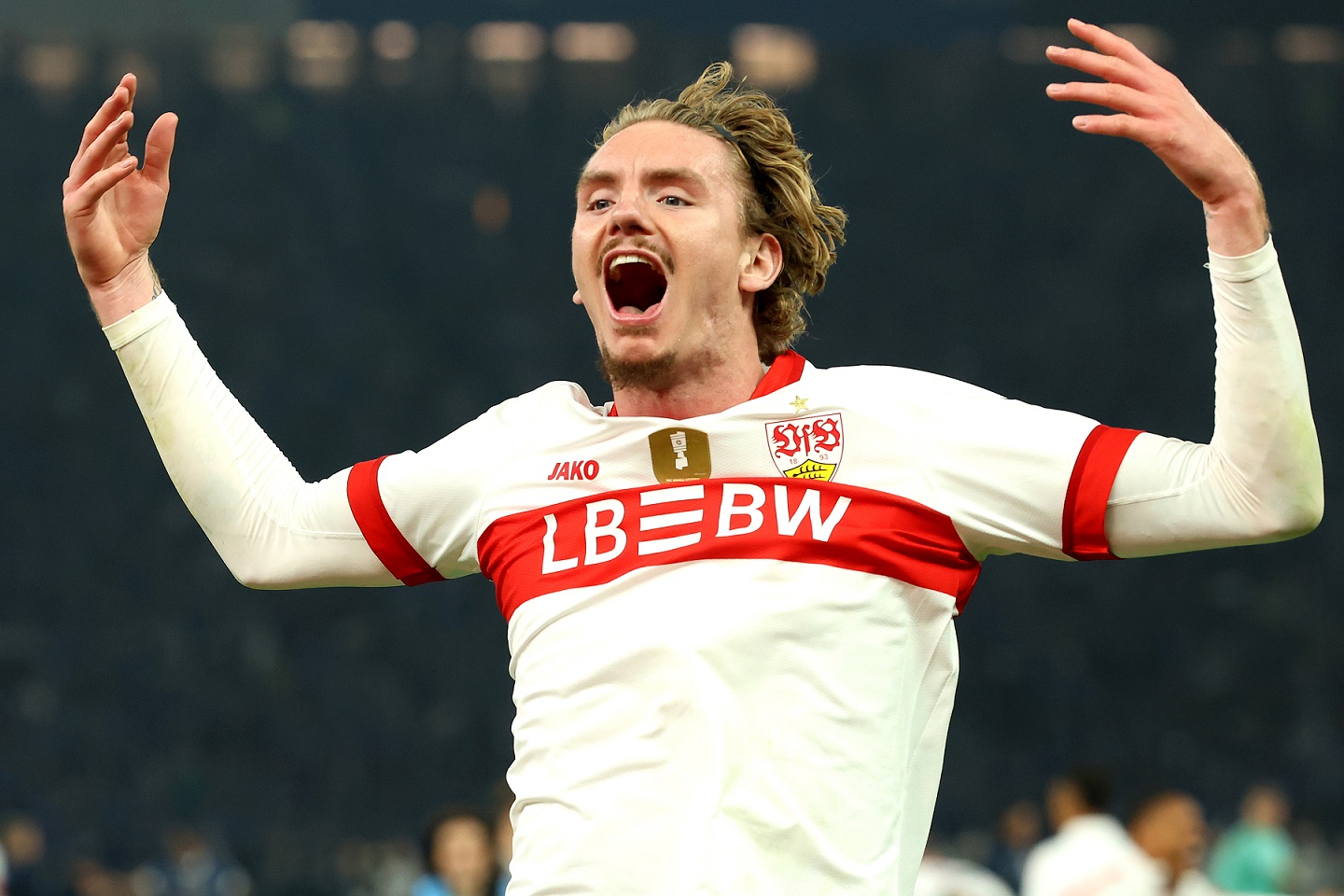 Nick Woltemade in action for Stuttgart