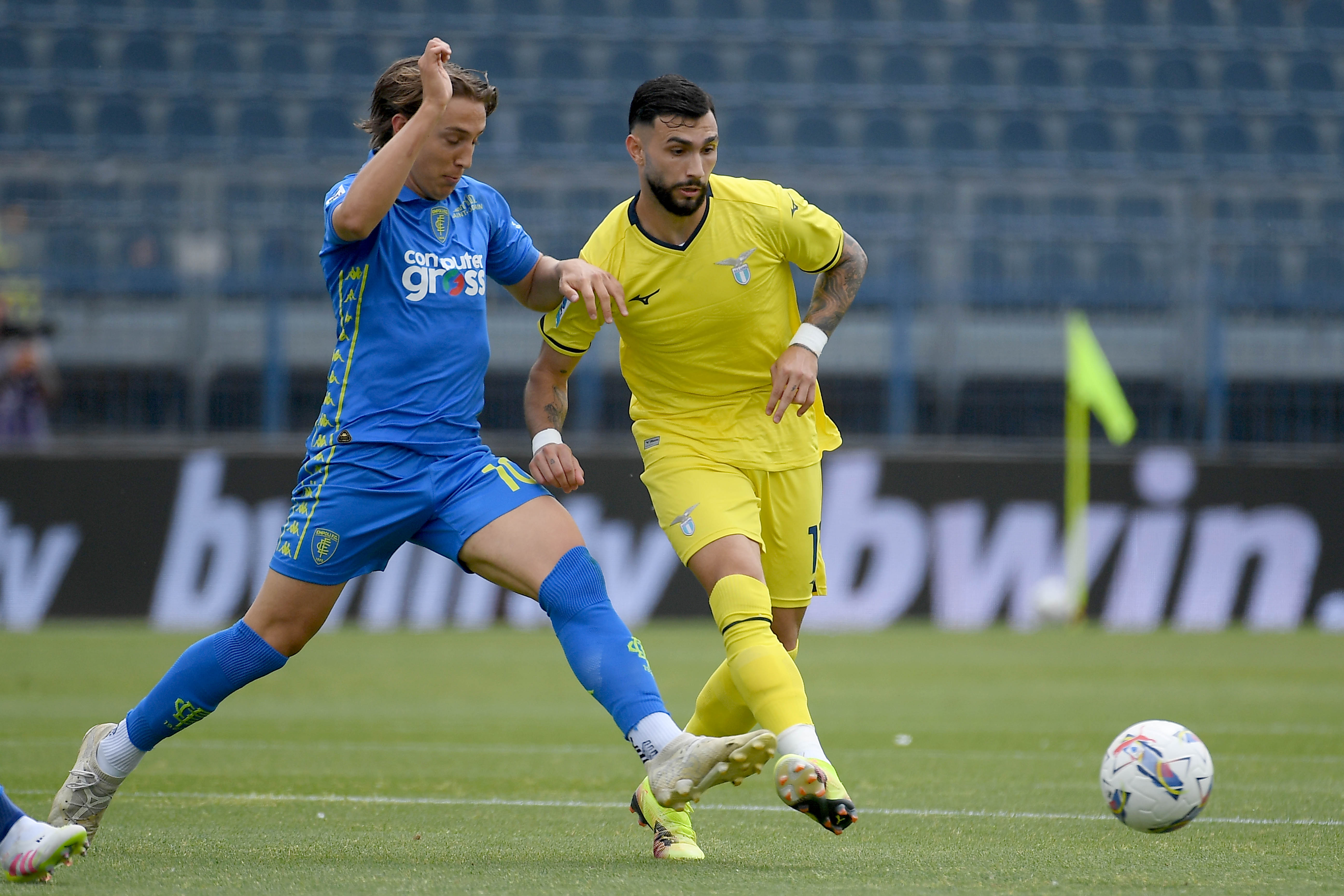 SS Lazio Castillas of Valentinus competes for the ball with Jacopo Fazzini