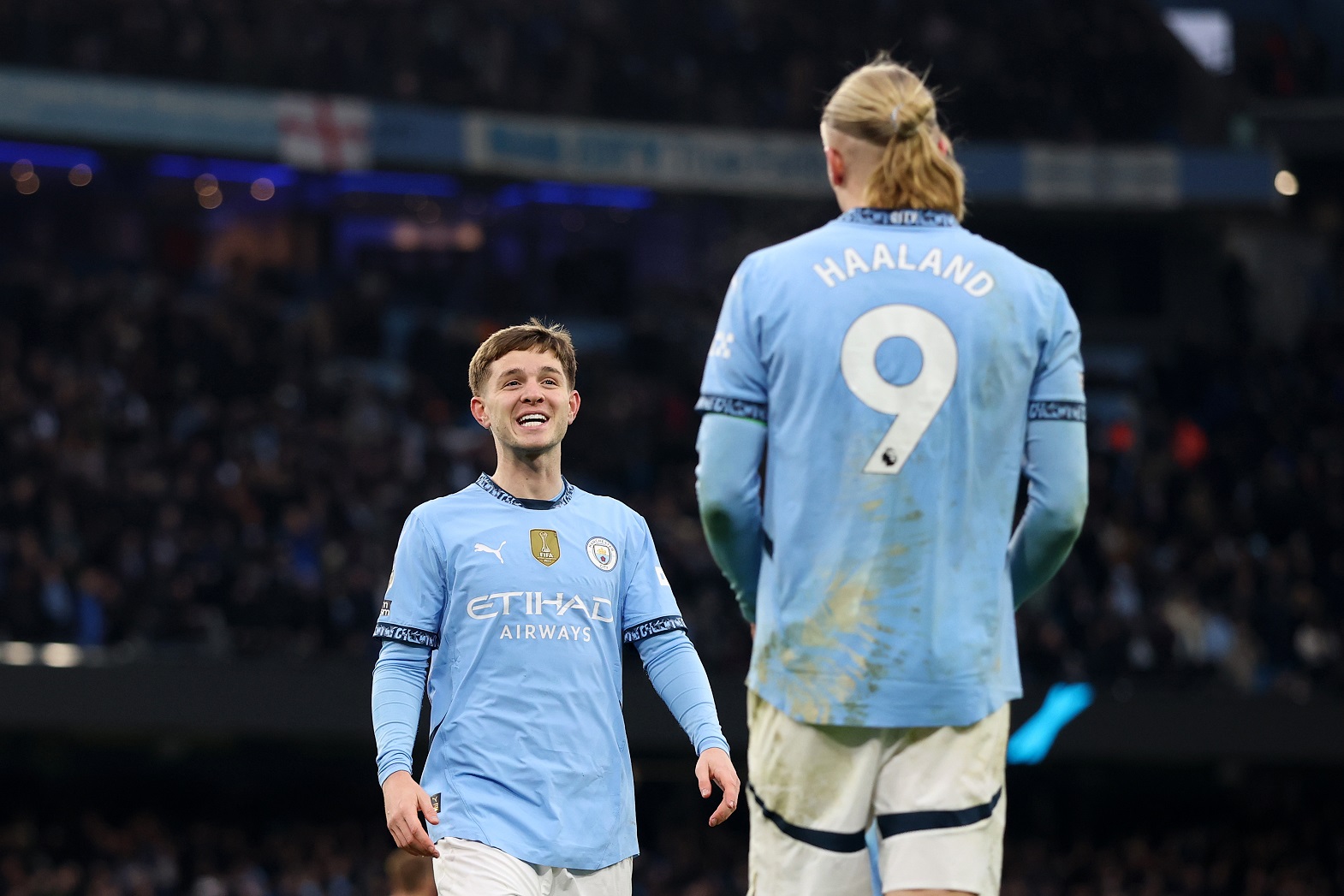 James McAtee in action for Man City