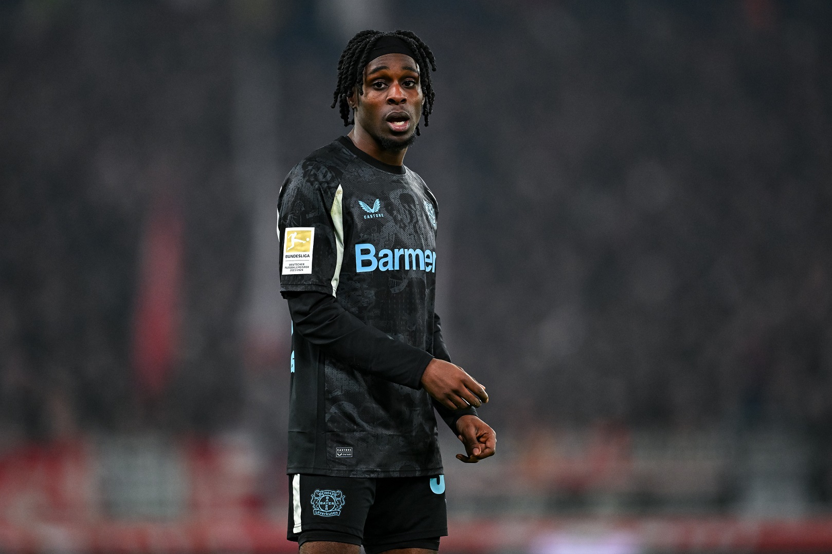 Jeremie Frimpong in action for Bayer Leverkusen