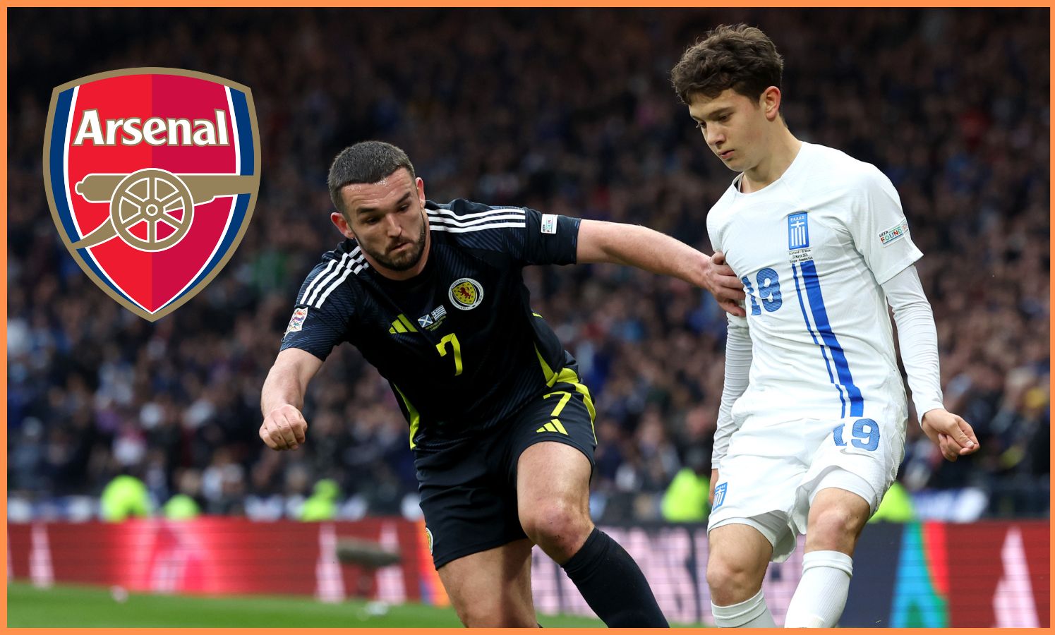 Konstantinos Karetsas in action for Greece against Scotland