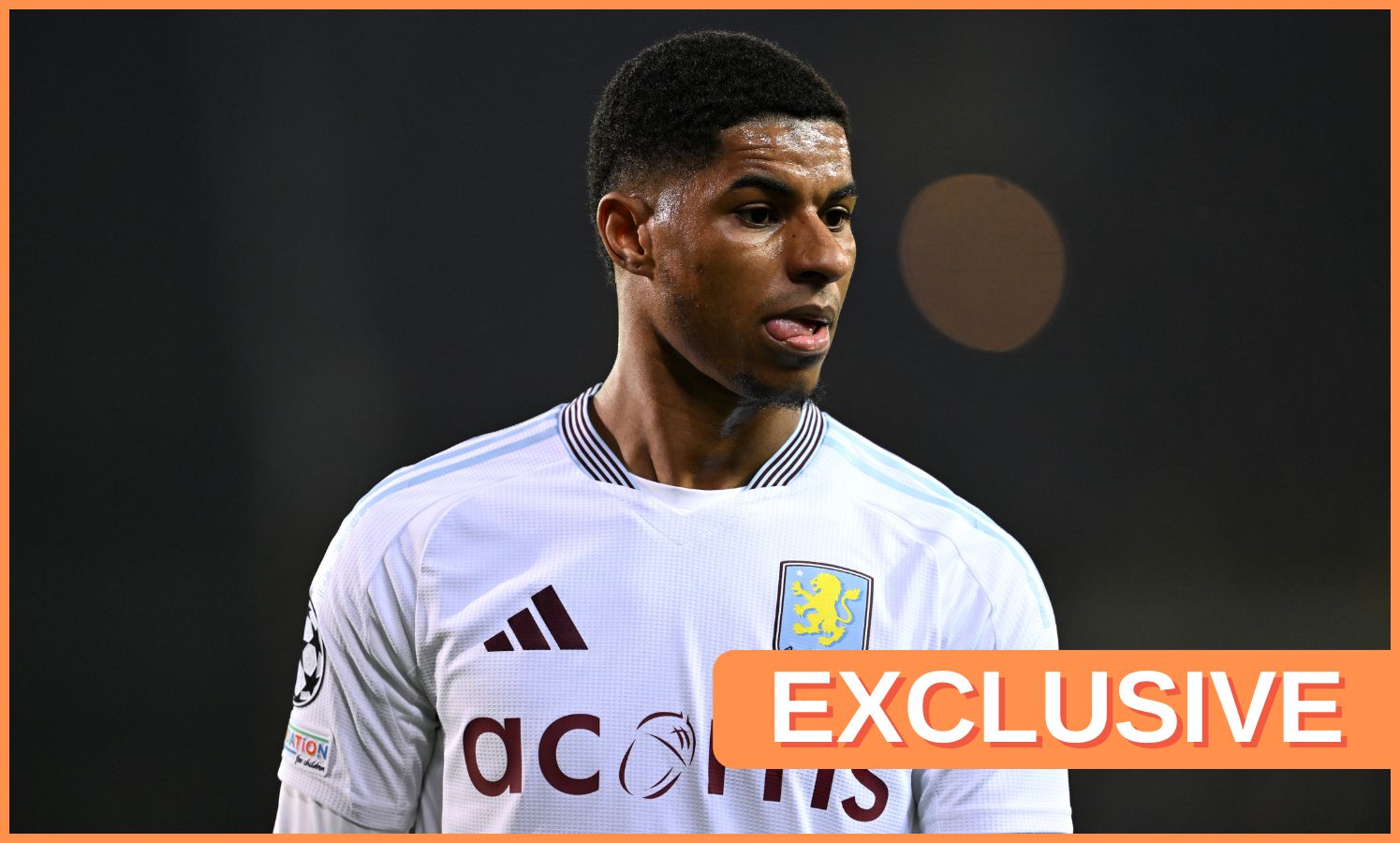 Marcus Rashford is in action for Aston Villa