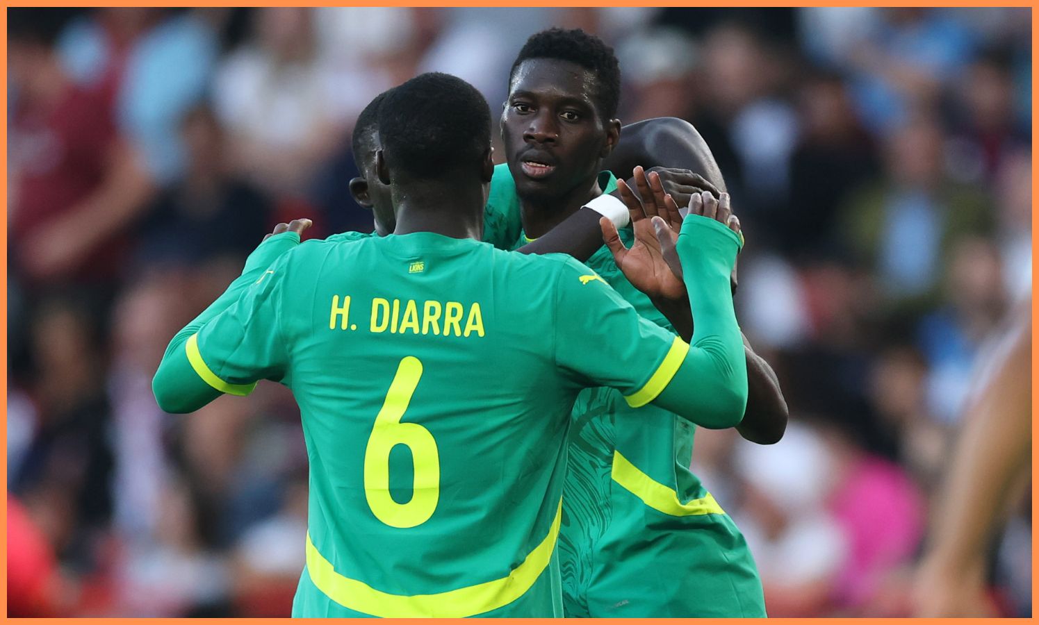 Habib Diarra celebrates during Senegal's win over England