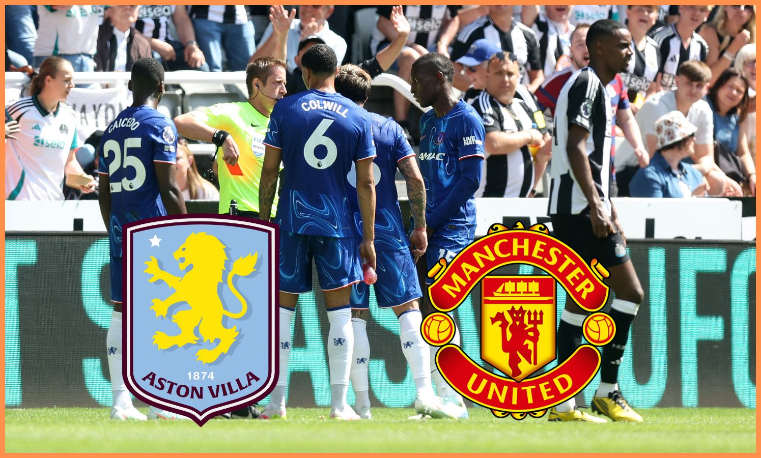 Nicolas Jackson is sent off for Chelsea against Newcastle