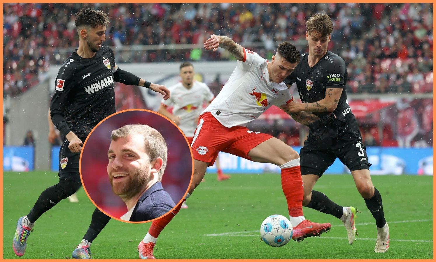 Benjamin Cisco at work for RB Leipzig against Stuttgart