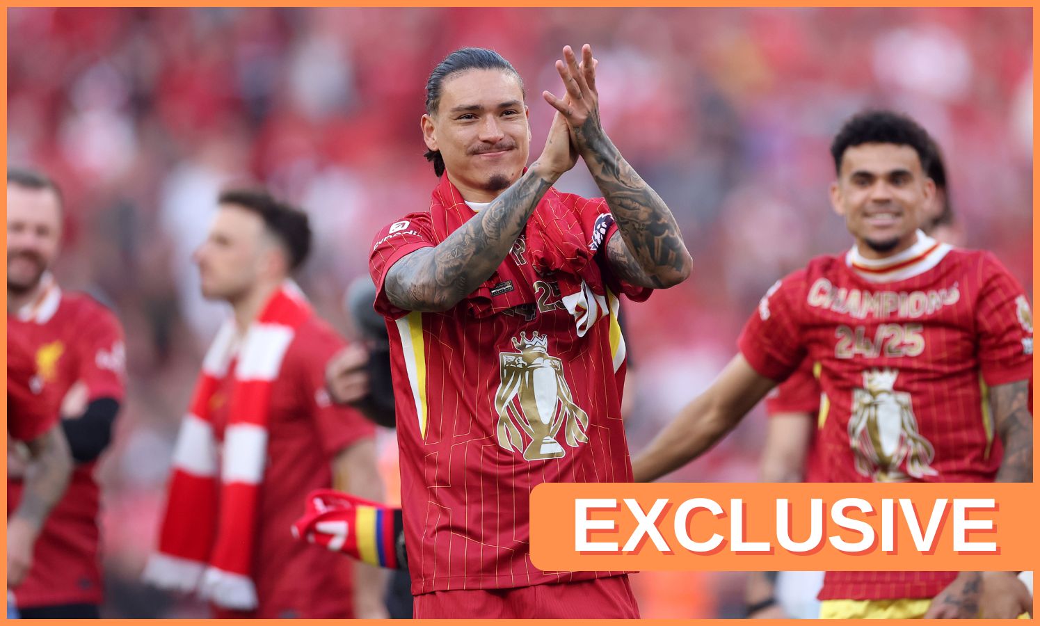 Darwin Nunez applauds the Liverpool fans
