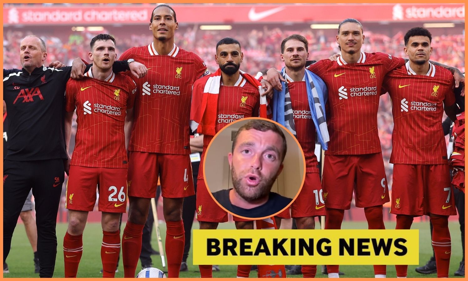 Liverpool players celebrate the victory of the Premier League title