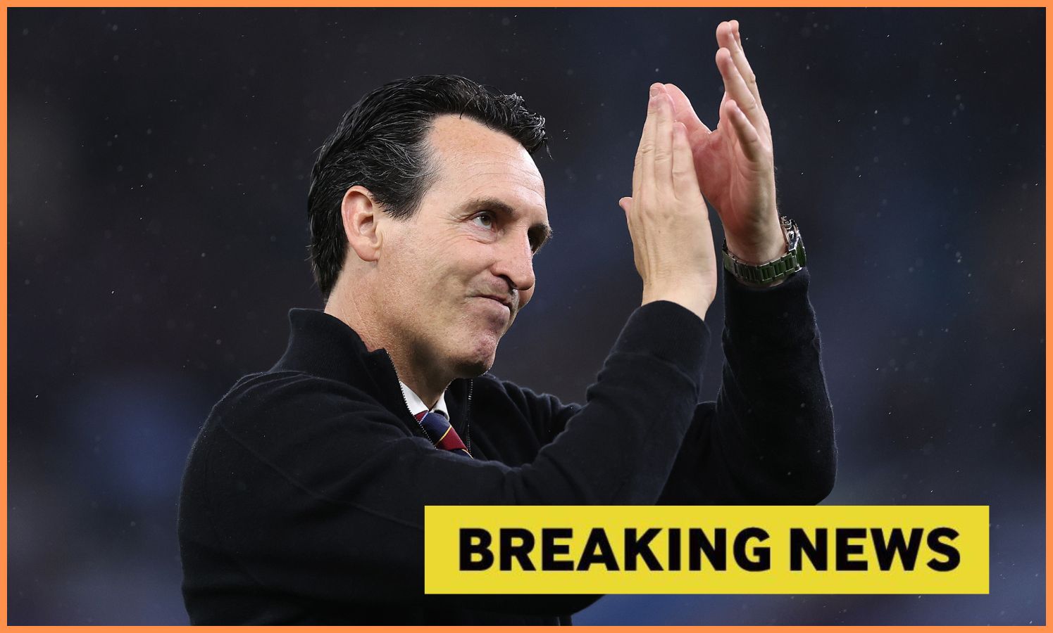 Unai Emery applauding the Aston Villa fans