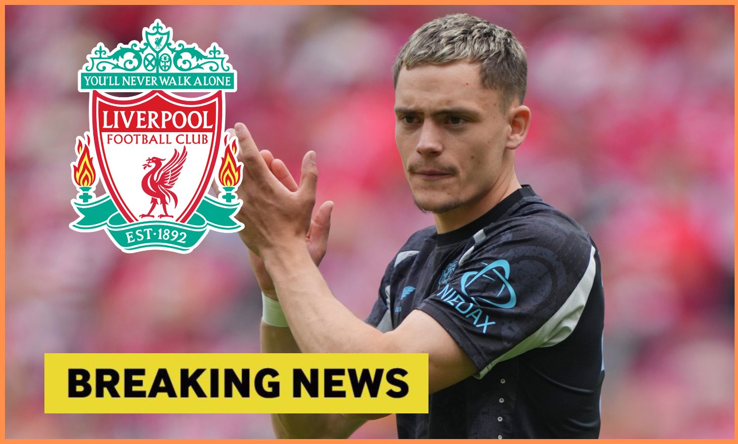 Florian Wirtz of Bayer Leverkusen and Liverpool FC logo