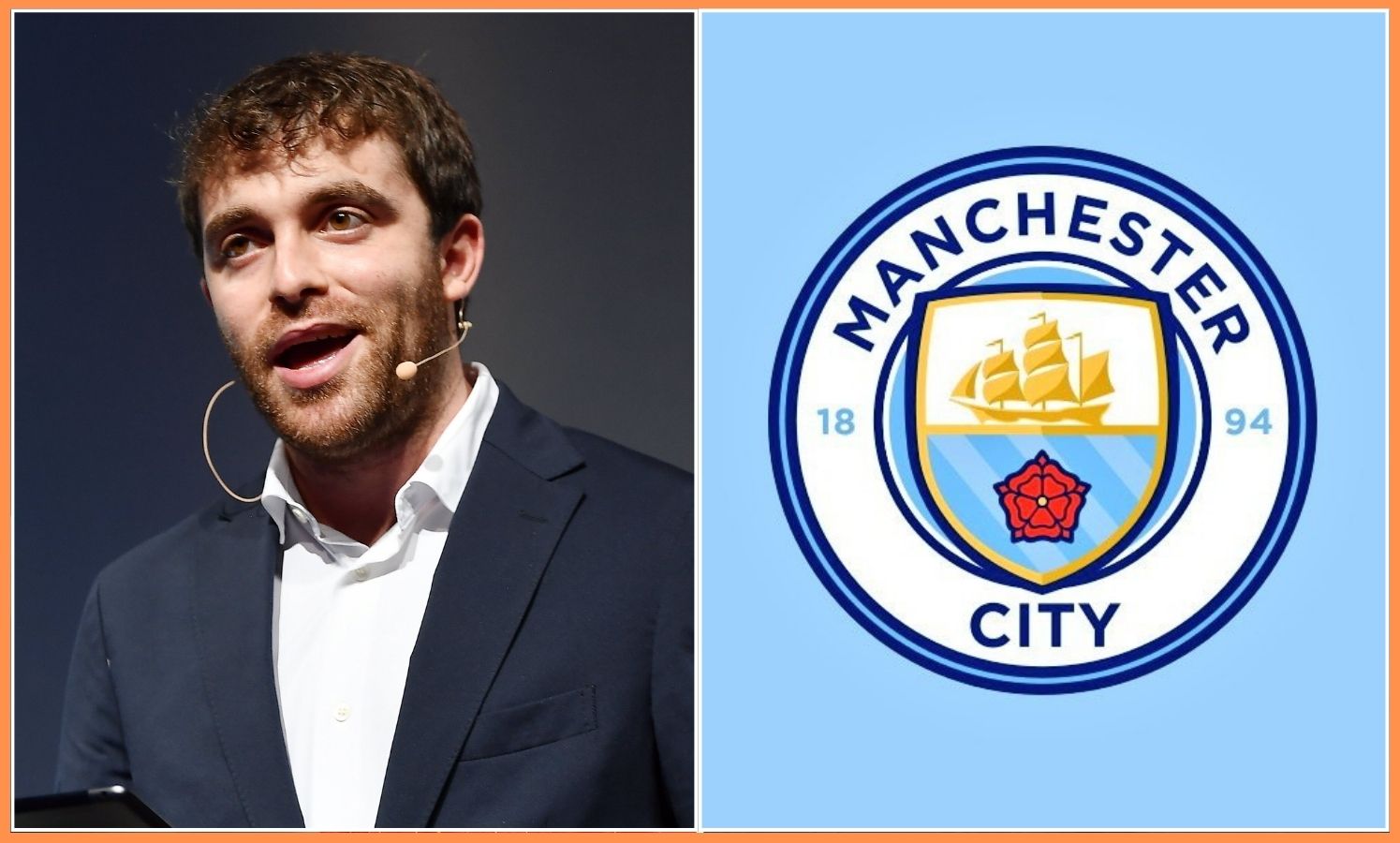 Fabrizio Romano and the Manchester City logo
