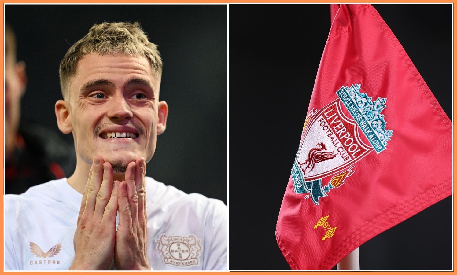 Florian Wirtz and Liverpool FC flag