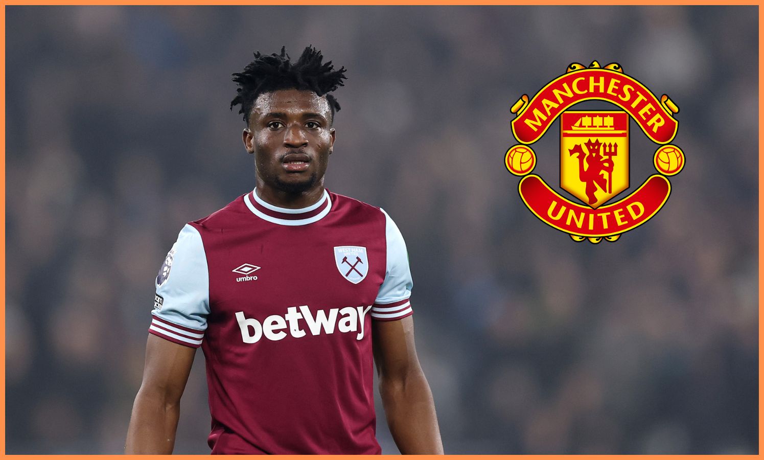 Mohammed Kudus and the Manchester United logo