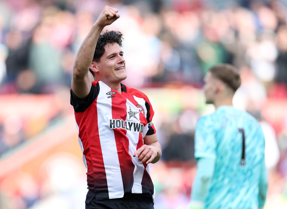 Christian Norgaard marks a goal for Brentford