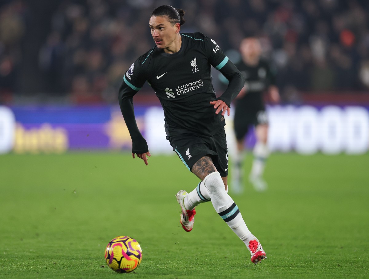 Darwin Nunez in action for Liverpool against Brentford