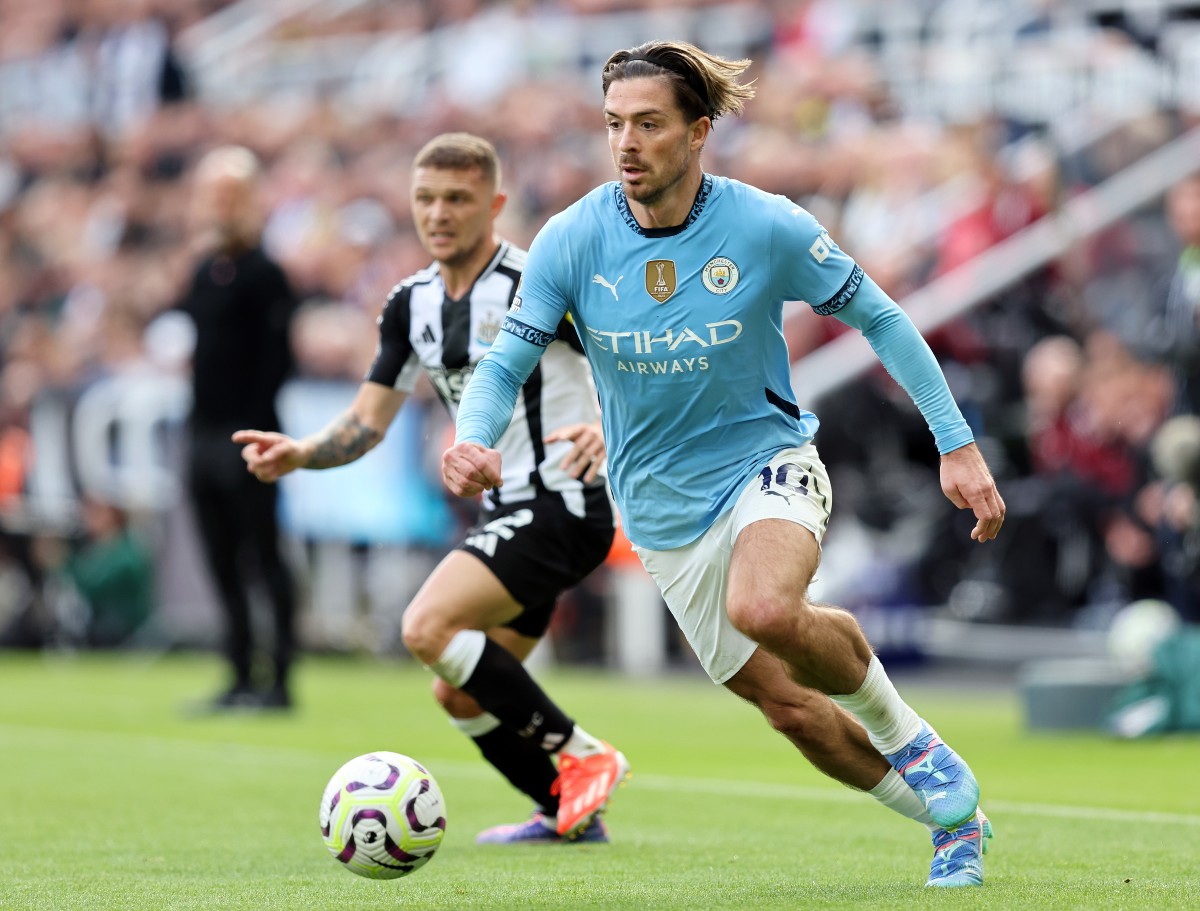 Jack Grealish in action for Man City against Newcastle