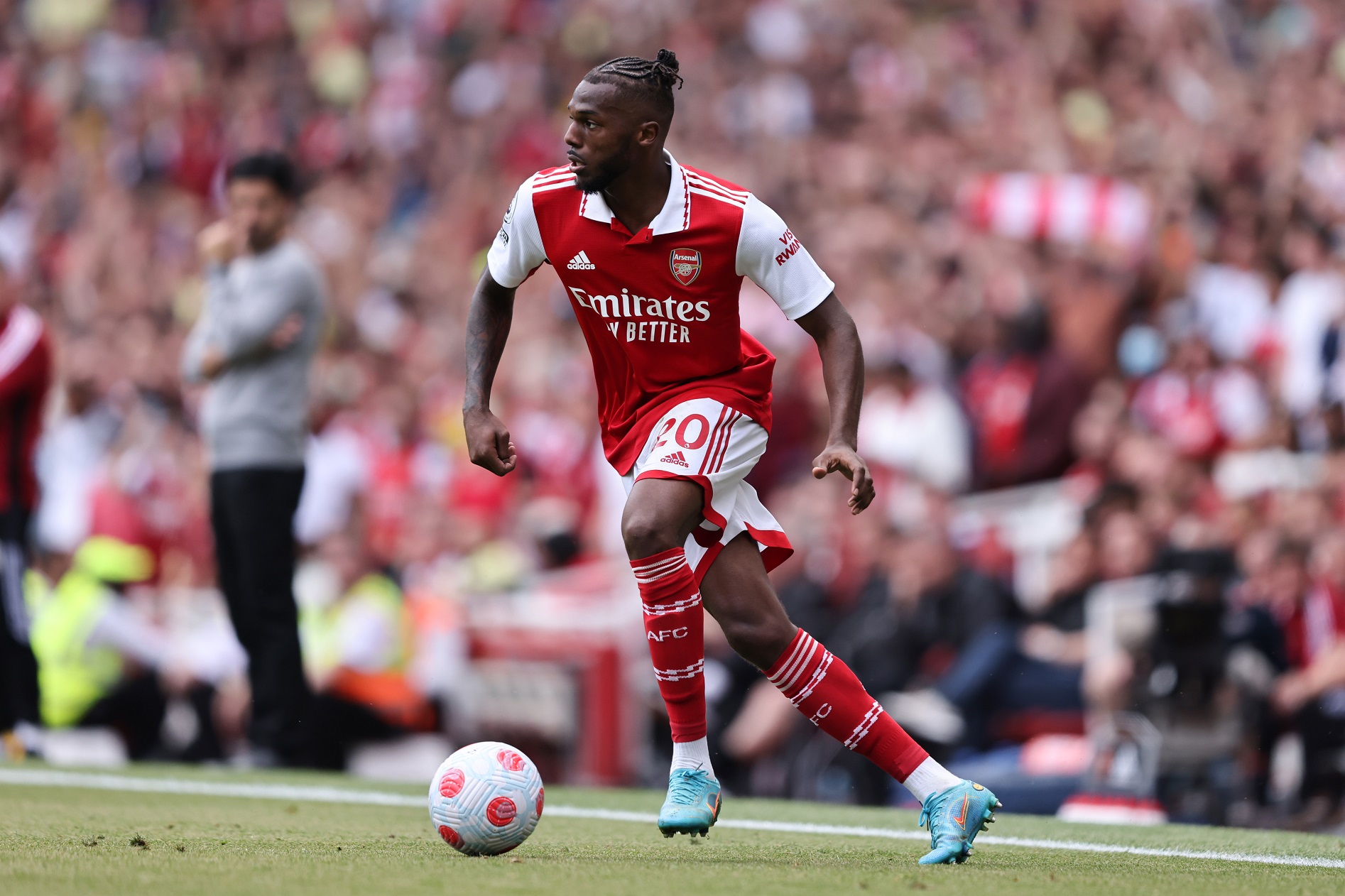 Nuno Tavares in action for Arsenal