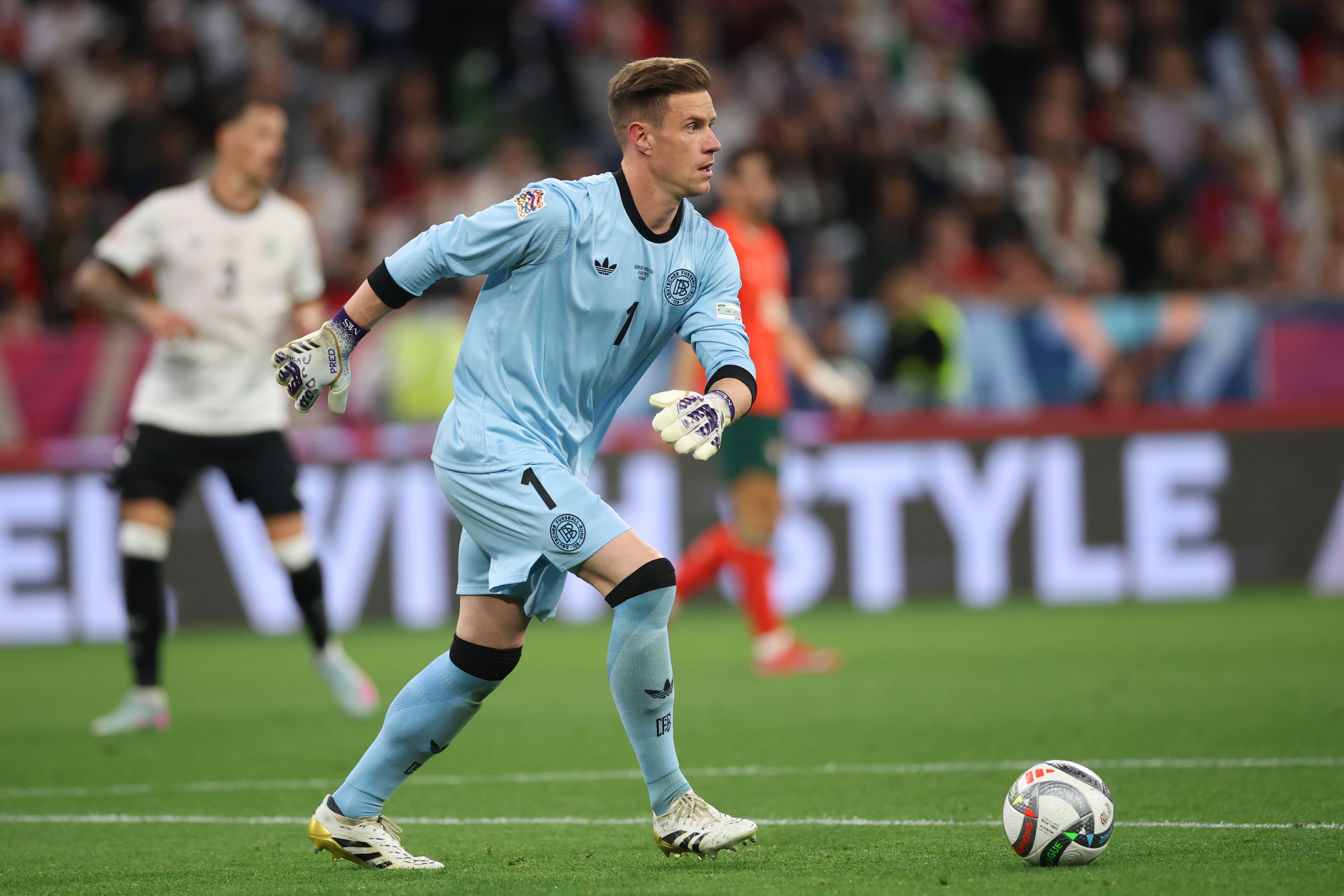 Marc-Andre ter Stegen of Germany controls the ball